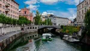 A canal in Ljubljana, Slovenia