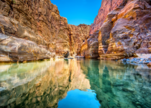The Wadi Mujib canyon in Jordan