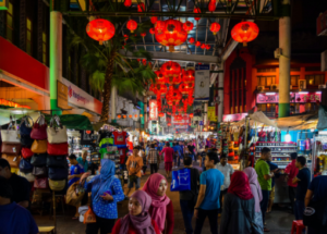 A bustling market in Malaysia