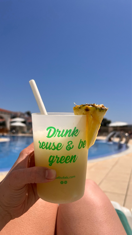 Reusable Cup at a resort in Menorca, Spain